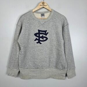 Ebbets Field Flannels Mens SF Logo Sweatshirt Heather Gray Cotton Made in USA S